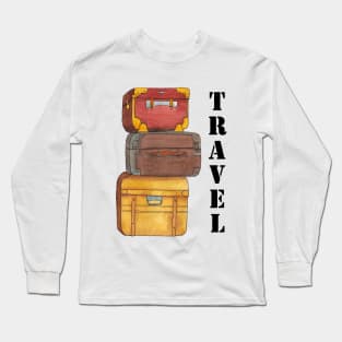 Travel - pen and watercolor illustration Long Sleeve T-Shirt